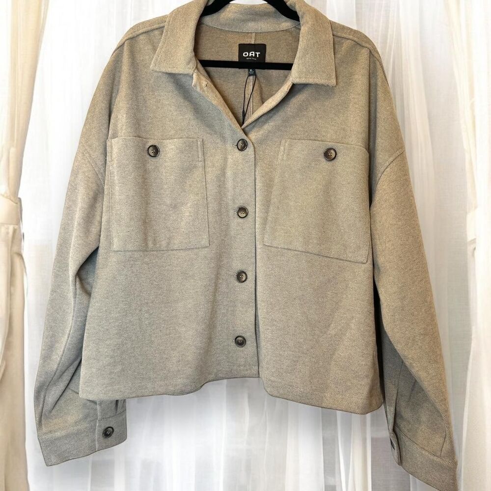 Oat New York Cream Shacket NWT Women XL utility winter casual jacket neutral